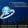 thumbnail image 2 of Gem Stone King 10K White Gold Swiss Blue Topaz and Lab Grown Diamond Engagement Ring for Women | 4.76 Cttw | Round 10MM | Gemstone November Birthstone | Size 5, 2 of 6