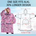 thumbnail image 4 of Oversized Wearable Blanket Hoodie,Pink Baseball Caps and Balls Pattern Sherpa Blanket Hoodie with Super Pockets,Super Warm Fuzzy Pullover for Women & Men, 4 of 6