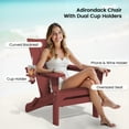 thumbnail image 2 of SERWALL Folding Adirondack Chair with 2 Cup Holders & Phone Slot, All-Weather Outdoor HDPE Patio Chair, Foldable Lawn Deck Chair, Red, 2 of 8