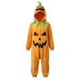 thumbnail image 4 of Girls Pumpkin Unisex Long Sleeve Zip up Hooded Jumpsuit Halloween Outfit Dress up Party Clothes Size 3-10 Years, 4 of 6