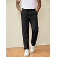thumbnail image 4 of COOFANDY Mens Elastic Waist Pants Casual Drawstring Cotton Twill Pant Relaxed Fit Straight Leg Chino Slacks with Pockets, 4 of 6