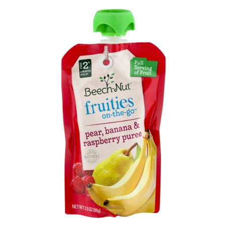 Ana Banana - (5 Pack) Beech-Nut Fruities On-the-Go Pear, Banana & Raspberry Puree Stage 2, 6 Months and Up, 3.5 oz