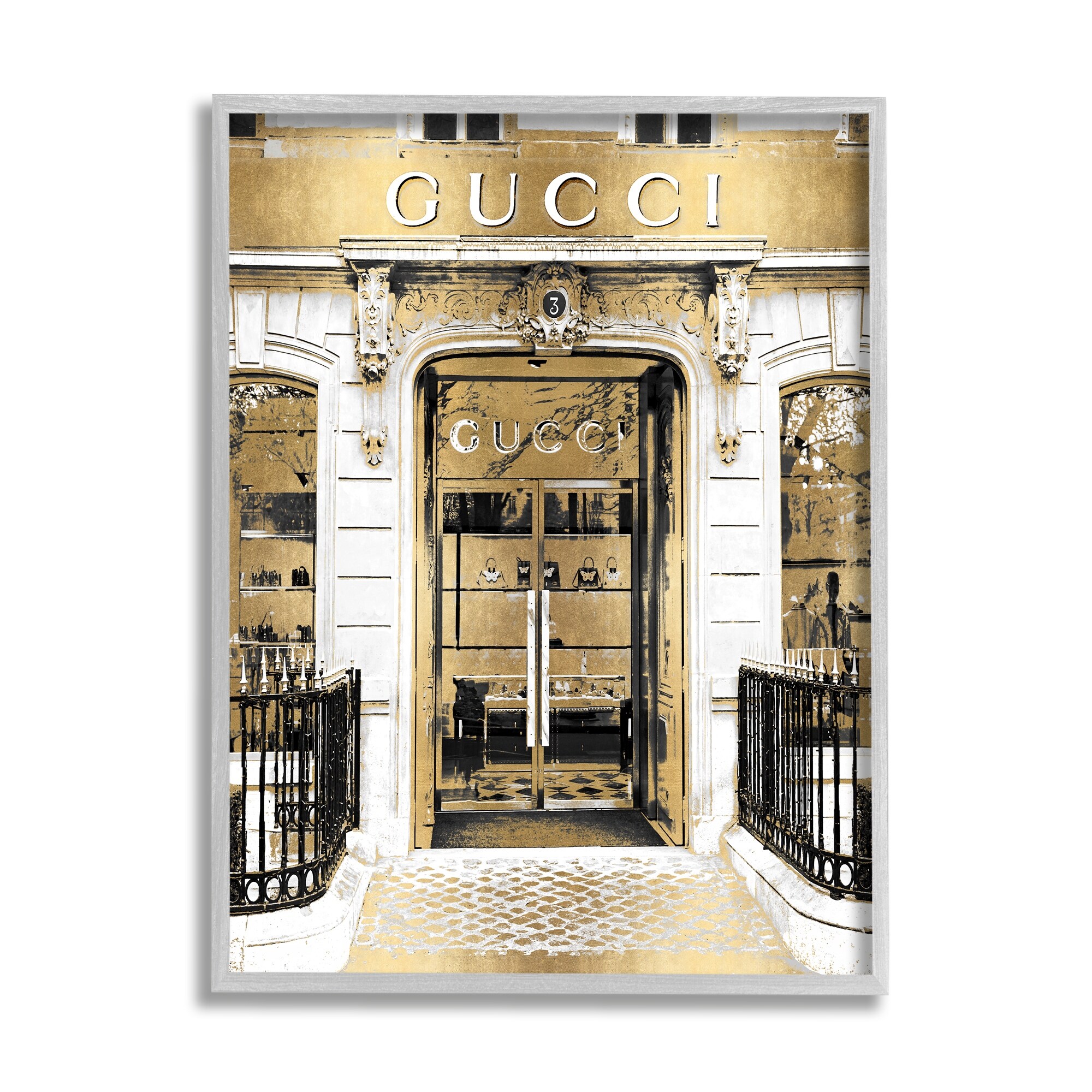 Stupell Industries Downtown Glam Designer Fashion Accessories Shop Architecture Framed Wall Art, 16 x 20, Design by Madeline Blake