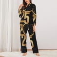 thumbnail image 2 of Pofeuu 2025 Happy New Year Print Womens Pajamas Set Long Sleeve Sleepwear Button Down Nightwear Soft Pj Lounge Sets Button Down Pajamas Women-Medium, 2 of 7