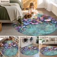 thumbnail image 5 of Spring Purple Flower Round Area Rug 4 FT, Non Slip Indoor Outdoor Rug, Retro Wall Seamless Garden Pastoral Washable Soft Circular Carpet Non-Shedding Floor Mat for Coffee Table Nursery Foyer Balcony, 5 of 8