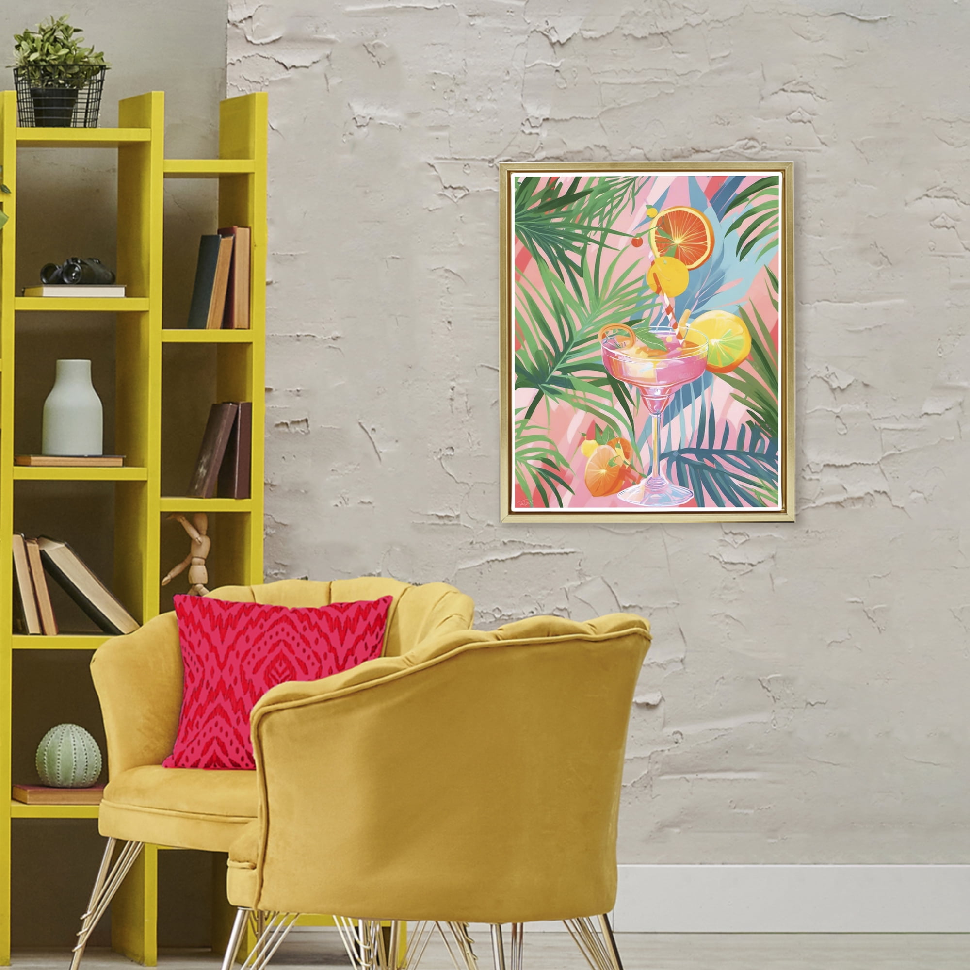 Stupell Industries Jungle Citrus Cocktail Gold Framed Floater Canvas Wall Art, design by Tabz Jones