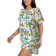 thumbnail image 2 of "Wukai Summer Leopard Women's Pajama Set - Short-Sleeve Top and Shorts with Elastic Waistband and Pockets for Loungewear, Yoga, and Casual Wear-Small, 2 of 8