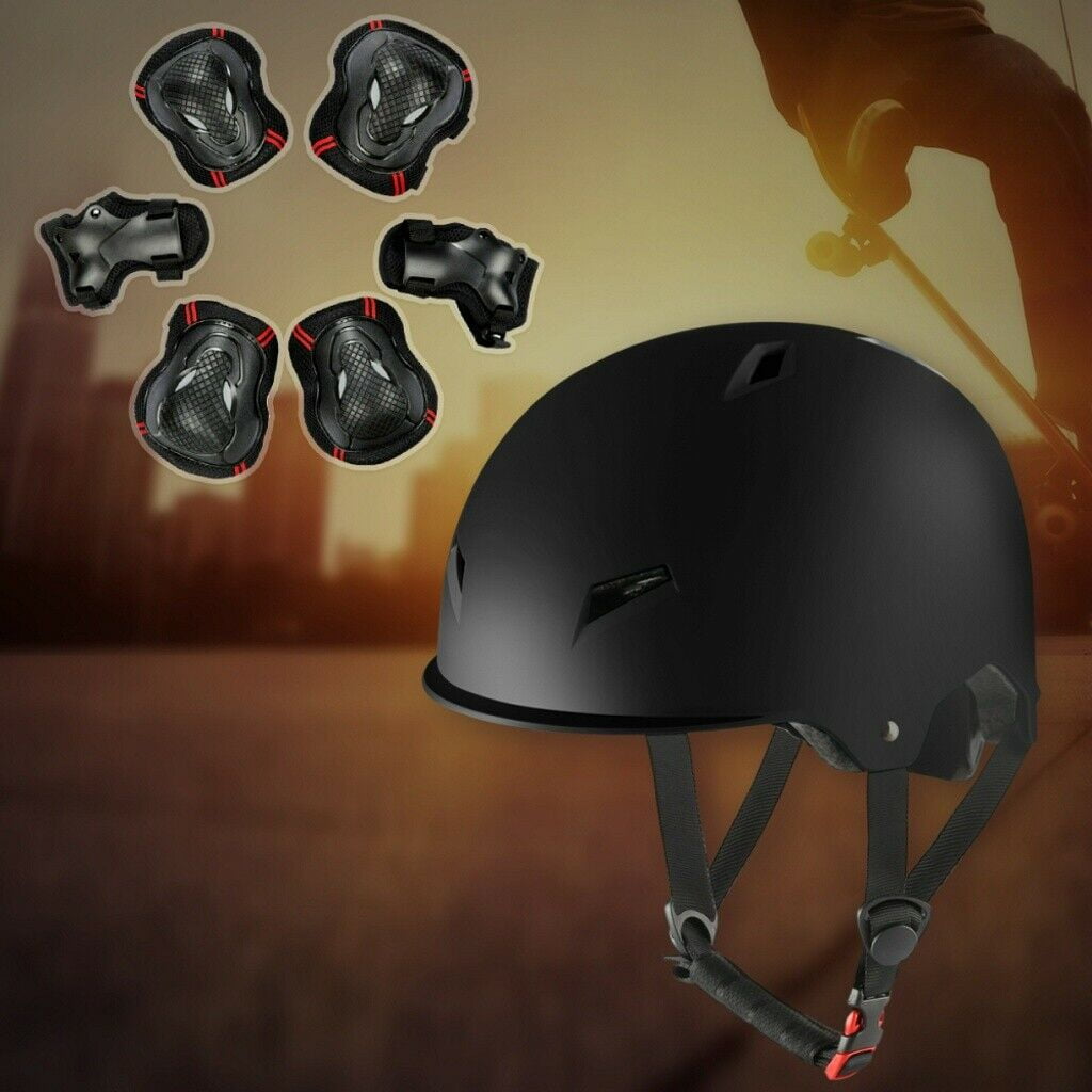 Coastacloud 7PCS Youth Adult Safety Adjustable Helmet with Knee Pads Elbow Pads Wrist Pads Protective Gear Set for Cycling Skateboarding Scooter Roller Skate Inline