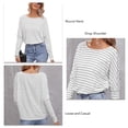 thumbnail image 4 of Top De Manga Larga, Agradable A La Piel, Casual, A Rayas, Elegante, Cuello Redondo, Blusas Ajustadas, Ajuste Holgado Para Mujeres Para Exteriores ANGGREK Otros, 4 of 6