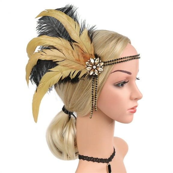 ZYHARUKO Feather Flapper Headbands 1920s Prom Dancer Headpiece for Special Event Wedding Engagement Night Headwear Hair Styling