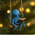 thumbnail image 2 of Fiudx Octopuss Reading Accessories Hanging with Christmas Hat, 2 of 7