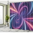 thumbnail image 4 of Ambesonne Cyber Shower Curtain, Swirling Colorful Retro Lines, 69"Wx70"L, Violet Pale Peach Aqua, 4 of 4