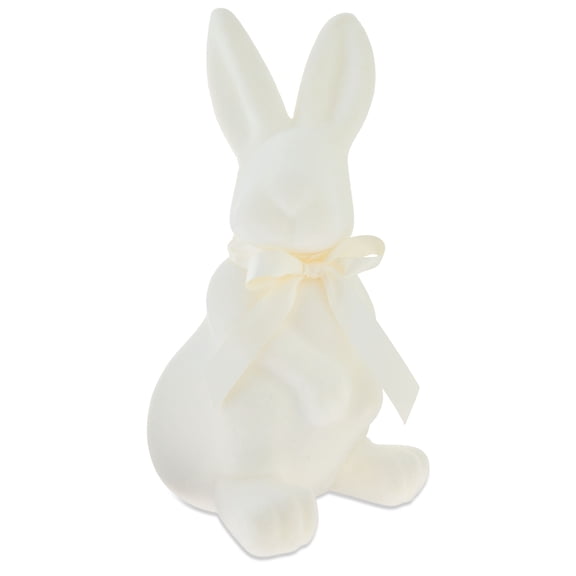 Flocked Sitting Bunny Tabletop Decoration, Cream, 17", Easter by Way To Celebrate
