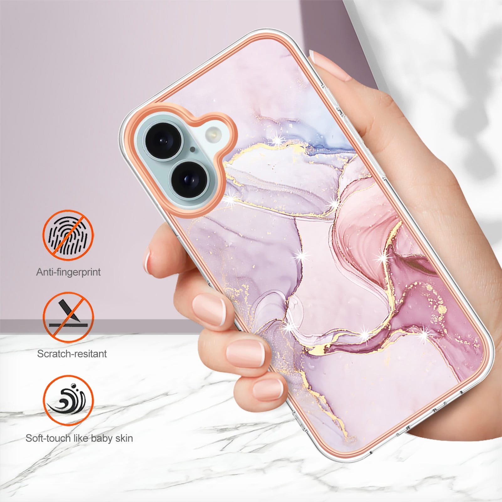 Case for iPhone 7 Marble-patterned gold-edge phone case - Stylish protection