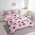 thumbnail image 2 of Feelyou Cute Bowknot Skull Twin Bedding, Pink Sugar Gothic Halloween Bedding Comforter Set, Pink Reversible, 7pcs, 2 of 7