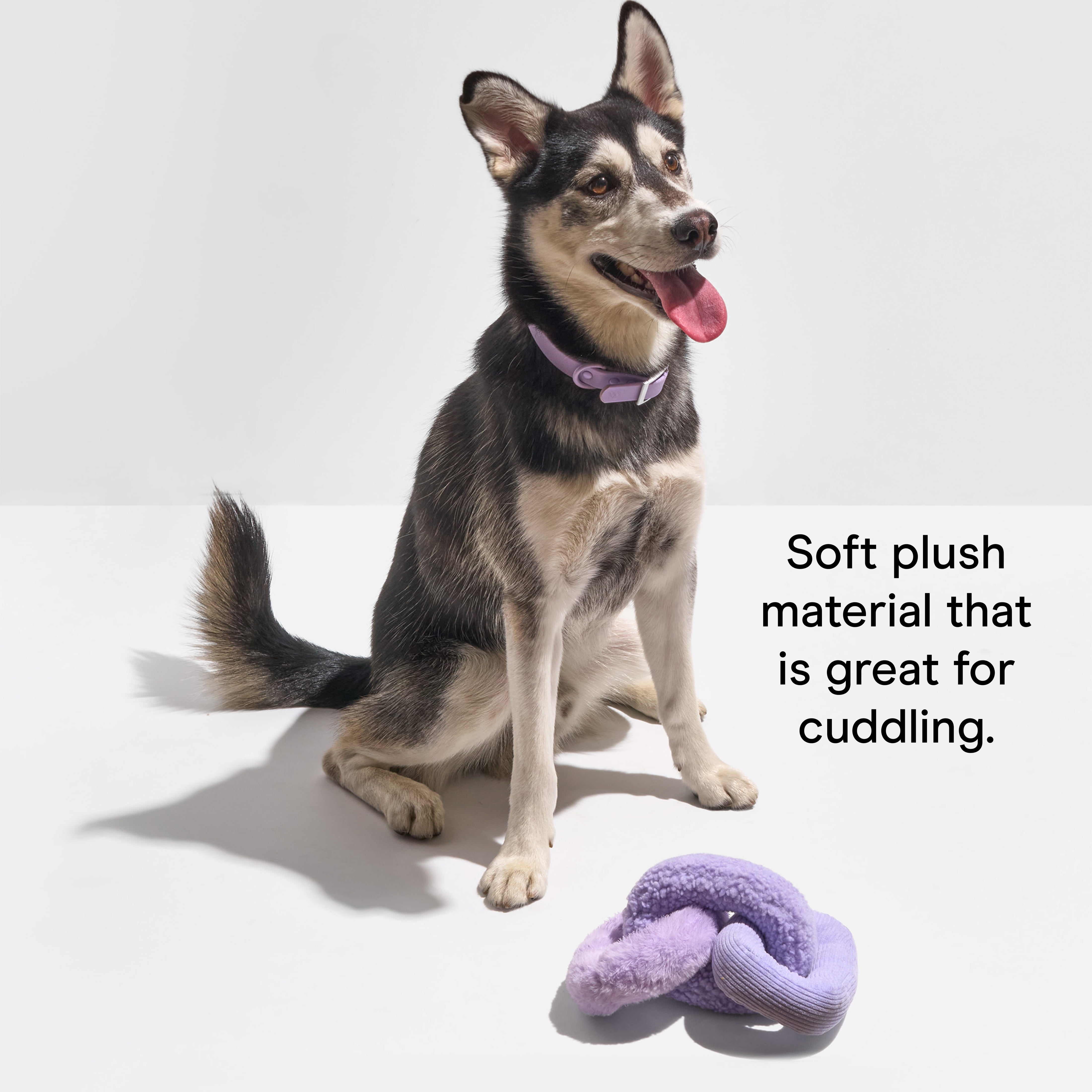 Wild One Durable Plush Chew Chain Dog Toy, Mental Enrichment with Squeaker, For Moderate Chewers, Lilac Purple