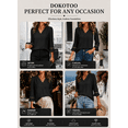 thumbnail image 4 of DOKOTOO Blouses for Women Pleated V Neck 3/4 Sleeve Tunic Tops Dressy Casual Chiffon Office Wear Shirts, 4 of 9
