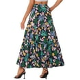 thumbnail image 3 of Allegra K Women's Boho Floral Skirt Tassels Elastic Waist Flowy Maxi Skirts, 3 of 4