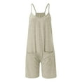 thumbnail image 3 of Lisingtool Womens Overalls Womens Summer Casual Sleeveless Rompers Loose Spaghetti Strap Shorts Jumpsuit with Pockets Jumpsuits for Women Dressy Khaki, 3 of 4