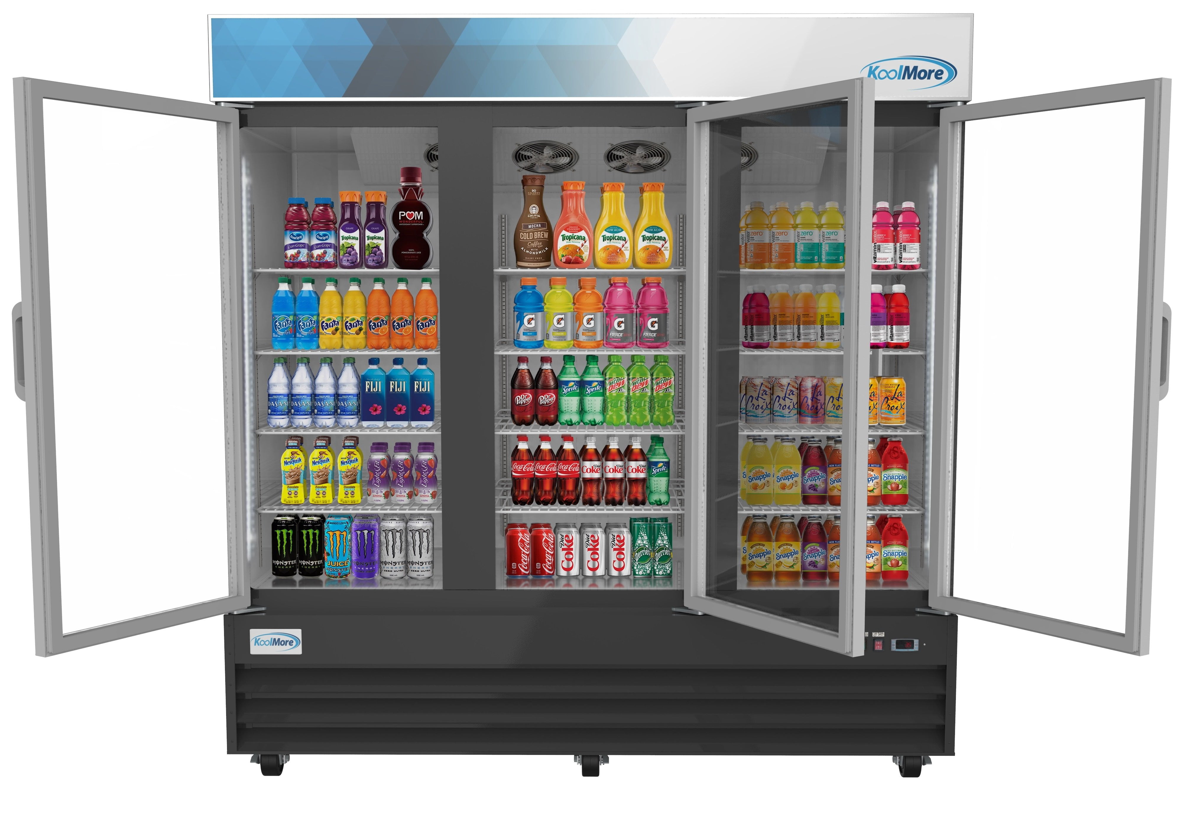 Koolmore 78 1/4" Commercial Glass 3 Door Display Refrigerator Merchandiser - Upright Beverage Cooler with LED Lighting - 53 Cu. Ft.