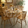 thumbnail image 2 of Sunflower Tablecloth,Orange Floral Table Cloth for Round Tables,Waterproof Resistant Flower Table Cover for Kitchen Dining Room(60 Inch Round), 2 of 6