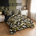 thumbnail image 2 of Manfei Minimalism Mosaic Queen Bedding, Countryside Camouflage Bedding Comforter Set Queen, Woodland Green, Black Reversible, 7pcs, 2 of 6