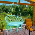 thumbnail image 4 of Patiojoy Hanging Hammock Chair Macrame Swing Chair Blue with Soft Cushion for Bedroom, Patio, Backyard, Balcony, 4 of 10