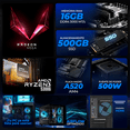 thumbnail image 3 of Computadora Escritorio Completa Xtreme PC Gaming AMD Radeon Vega Renoir Ryzen 3 5300G 16GB SSD 500GB Monitor 24.5 100Hz WIFI Black juegos casuales, trabajo y estudio, 3 of 6