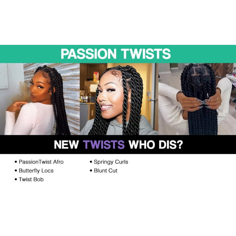 2 pack) Darling Passion Twist Crochet Hair 2X Pack, 24 Inch, #1B, Adult,  Women 