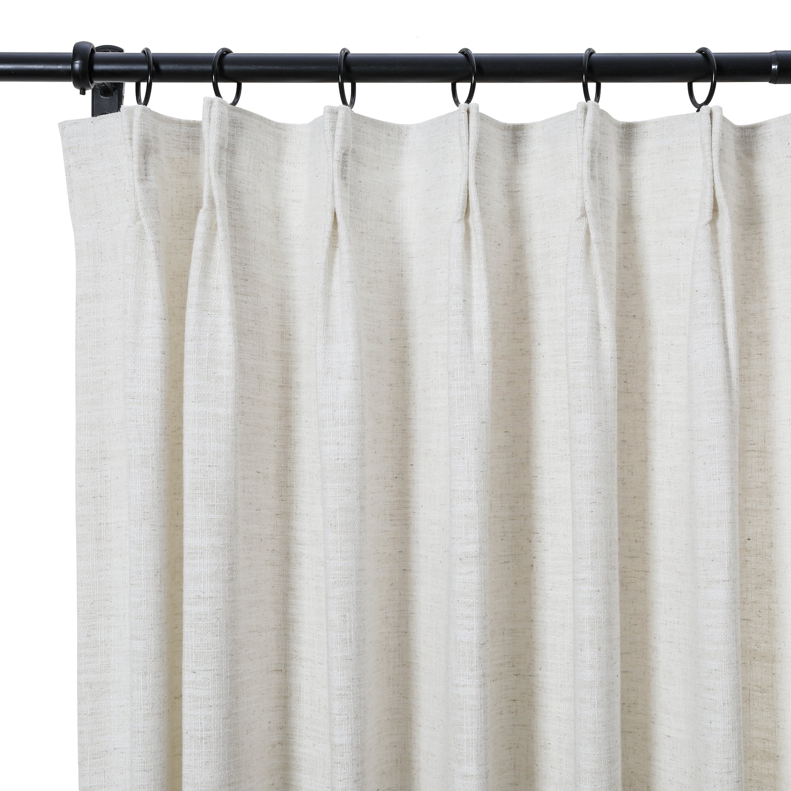 TWOPAGES Textured Linen Drapery 42 W X 108 L Inches Light Filtering Pinch Pleat Curtain Window Treatment for Guest Room, 1 Panel, Beige White
