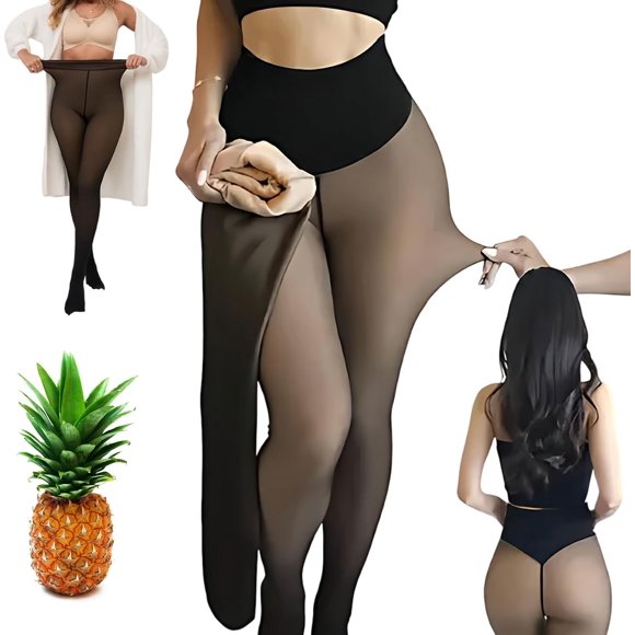 New Compression Band & One Seam Option The Original Magic Fleece Lined Leggings, Winter Fake Translucent Warm Tights