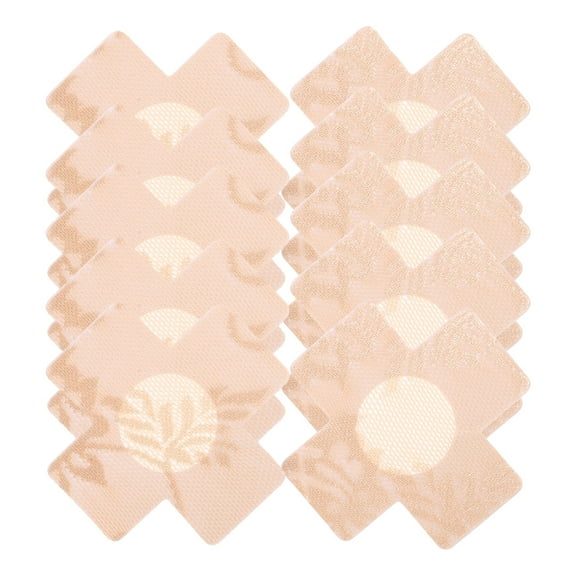 YEAHIBABY Breathable Nipple Covers for Women with Lace Material Beige Color 20pcs Disposable Stickers