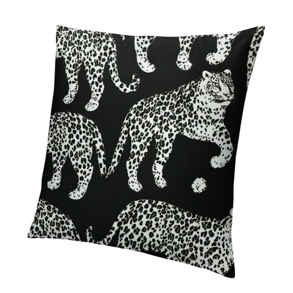 Autua Black & White Leopard Print Pillow Case, Modern Cheetah Print Trim, Throw Pillow Case, Outdoor Farmhouse Cushion Cover, Sofa Bed, Living Room Decoration 12x12in