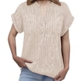 thumbnail image 6 of T Shirts for Women V Neck Casual Brushed Strip V Neck Bat Short Sleeved T Shirt, 6 of 6