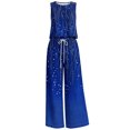 thumbnail image 4 of Cagogo Women's 2 Piece Sleeveless Tank Top Long Pants Set Casual Summer Outfits Loose Round Neck Tops Comfy Pants Matching Lounge Sets Boho Vacation Travel Clothes, Navy S, 4 of 6