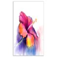 thumbnail image 2 of Fleur d'Hibiscus Rouge Jaune en Bleu - Grande Fleur Art Mural sur Toile, 2 of 3