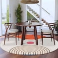 thumbnail image 3 of Round Rugs 5Ft, Beige Boho Round Area Rug Washable Indoor Throw Carpet, Modern Abstract Art Geometric Striped Soft Non Slip Circle Rug for Cabinet Bathroom Home Decor Aesthetic, 3 of 8