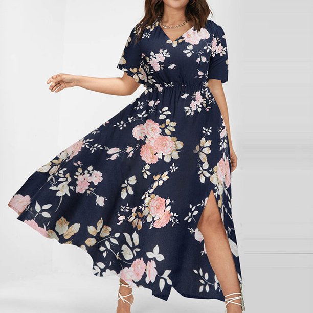 Yfpwm Party Dresses For Women Elegant Renaissance Dress Long Dresses Backless Dress Back To School Dress Ruffles Sleeve Short Sleeve Elastic Waist V Neck Solid Floral Plus Size Dress Walmart Com