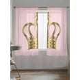 thumbnail image 5 of Sheer Curtains 72 inches Long, Metal Crown Gold Crown Pink Background Gradient Simple Light Filtering Sheer Window Curtains Rod Pocket Voile Drapes for Bedroom Living Room, 52"W x 72"L 2 Panels, 5 of 7