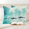 thumbnail image 4 of Pack of 2 Outdoor Pillow Covers 24x24 Inch Waterproof Ocean Shark Throw Pillow Covers,Decorative Couch Pillow Shams Protectors Teal Green Wave Summer Beach Coastal Patio Pillowcases Cushion Covers, 4 of 8