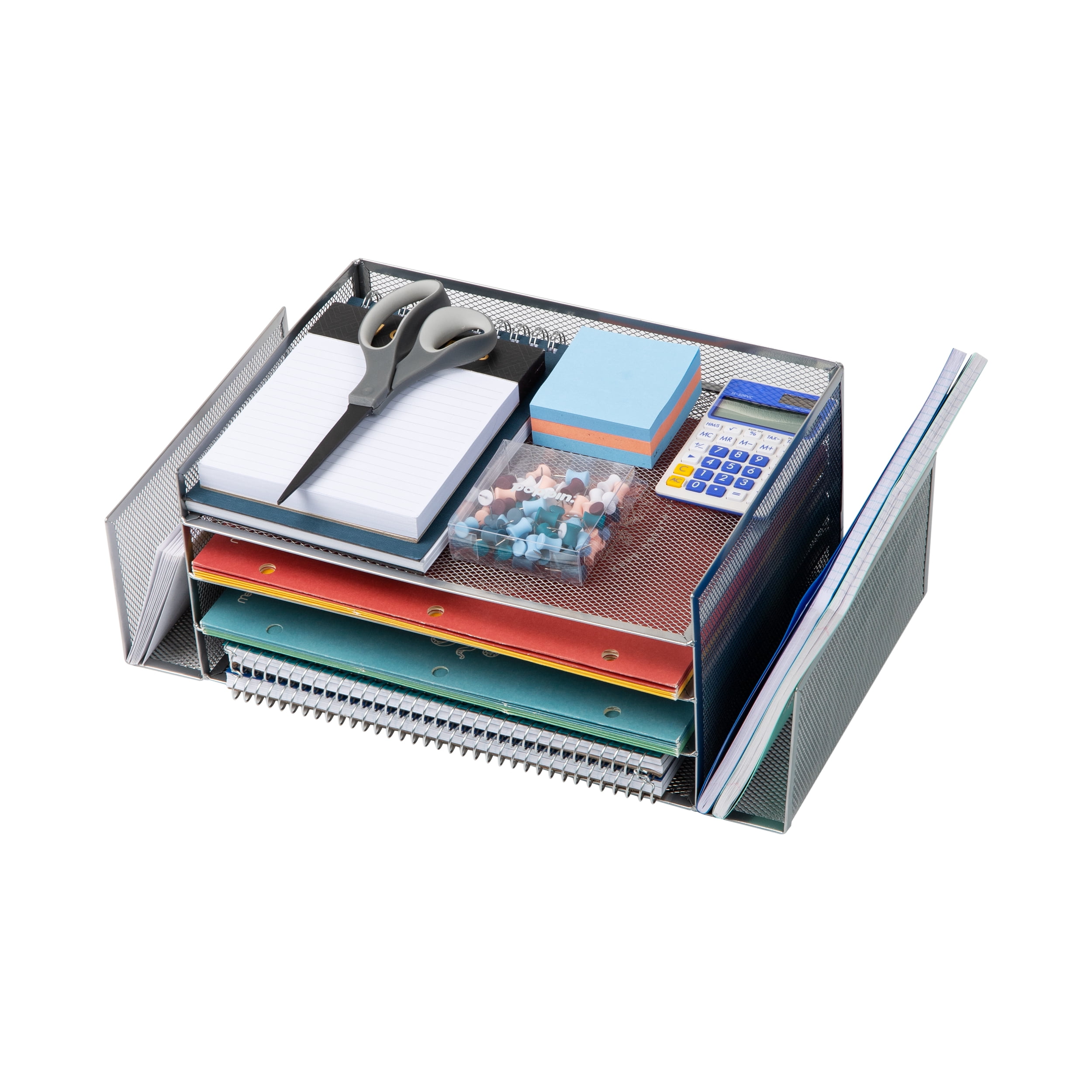Mind Reader Desktop Organizer, File Storage, Paper Tray, Workspace, Office, Metal, Silver
