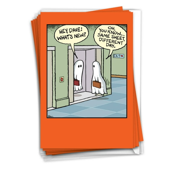 NobleWorks, Same Sheet - 12 Funny Halloween Cards Boxed - Bulk Set, C10178HWG-B12x1