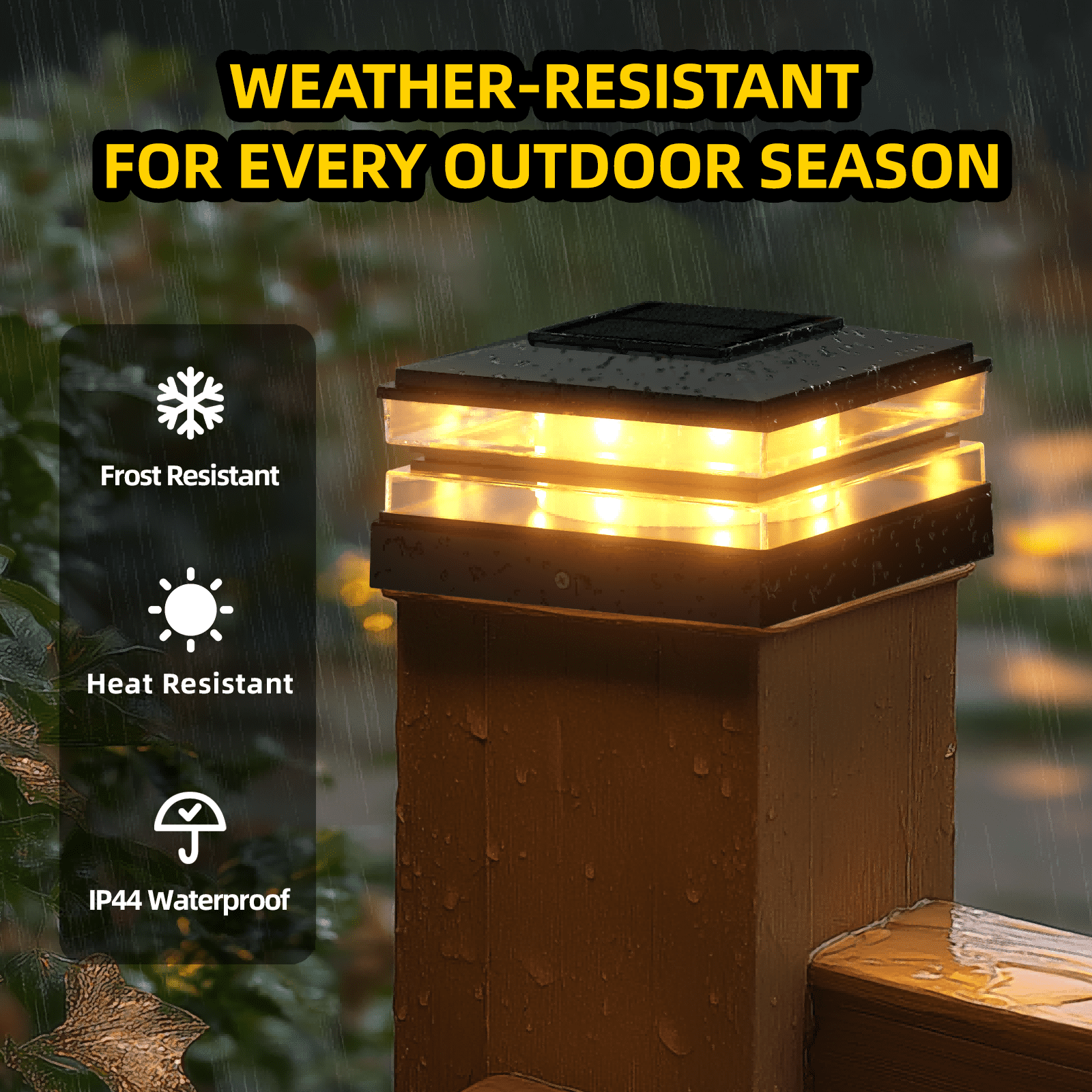 [10 Pack] 4x4 Solar Post Cap Lights Outdoor Waterproof Fence Deck Post Lights with High-Brightness LEDs, Dual Light Modes Warm & Cool White. (Black,10)