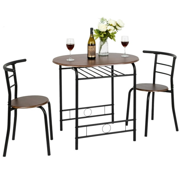 VINGLI Small Dining Table Set for 2,Kitchen Table and 2 Chairs,Black