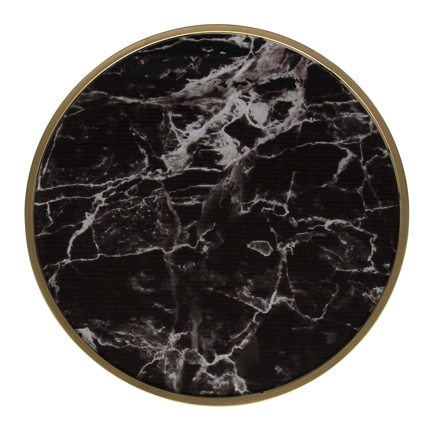 hometrends Marble Accent Side Table with Glass Top