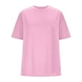 thumbnail image 5 of Ecqkame Women's Plus Size Tops Short Sleeve Crew Neck Loose T-Shirt Comfy Casual Basic Summer Solid Color Tops 03-Pink XXL, 5 of 5