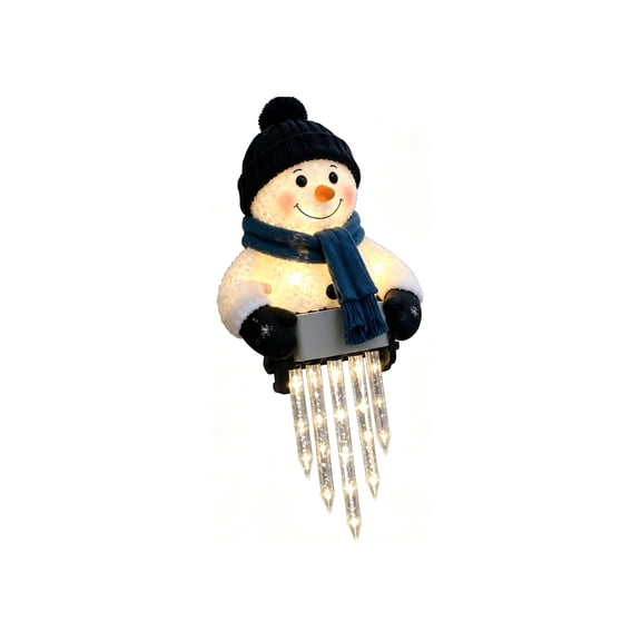 WinterGlow Snowman Icicle Light Decor, Lighted Christmas Snowman Decoration with Winter Glow, Outdoor Holiday Decor for Porch, Front Entrance, Railing and Garden (1pc)