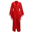 thumbnail image 3 of Lindreshi Lingerie Sets for Women Women Lace Satin Kimono Long Robe Bathrobe Lingerie Sleepwear Belt Pajamas, 3 of 9