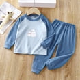 thumbnail image 2 of CAUYDY Child Boy Pjs Sleepwear for Kids 5T 6T 7T 8T 9T 10T Fall Winter Long Sleeved T-Shirt Elastic Waist Pants Set Boys Clothes Sizes 7-8 Years,Blue, 2 of 4
