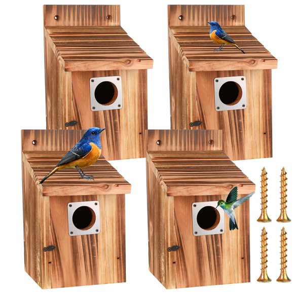 Juego de casitas para pájaros de exterior JZTKQTM con protectores metálicos y seguros